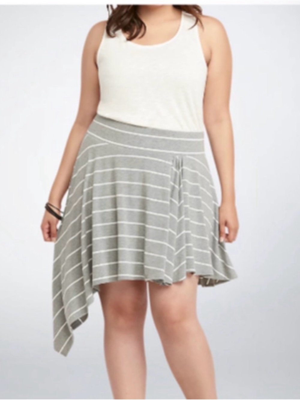 Torrid Gray Striped Asymmetrical Skirt size 1